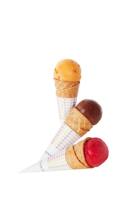 Glaces et sorbets en cornet ou en pot.