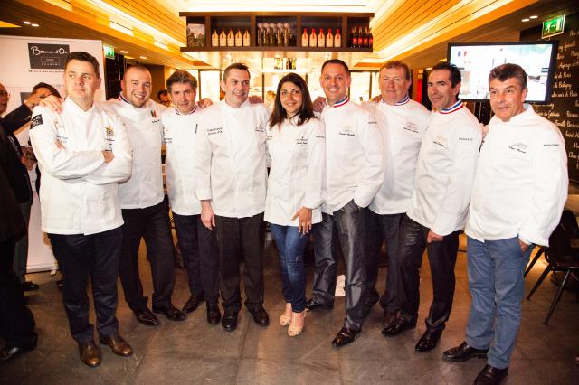 De gauche à droite : Fabrice Desvignes, Guillaume Gomez, Michel Roth, Nicolas Davouze, Justine Paret, François Adamski, Bernard Leprince, Fabrice Prochasson et Régis Marcon.