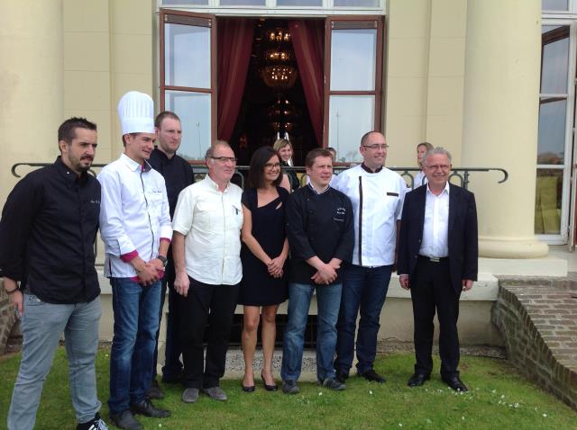 De g à d : Olivier Da Silva, Freddy Costil, Gérald Riaux, Michel Bruneau, Mathilde Graindorge, Olivier Laurent, Cyril Lebehot et Thierry Graindorge.