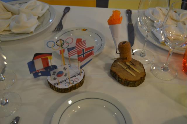Le décors des tables sur le thème des jeux Olympiques