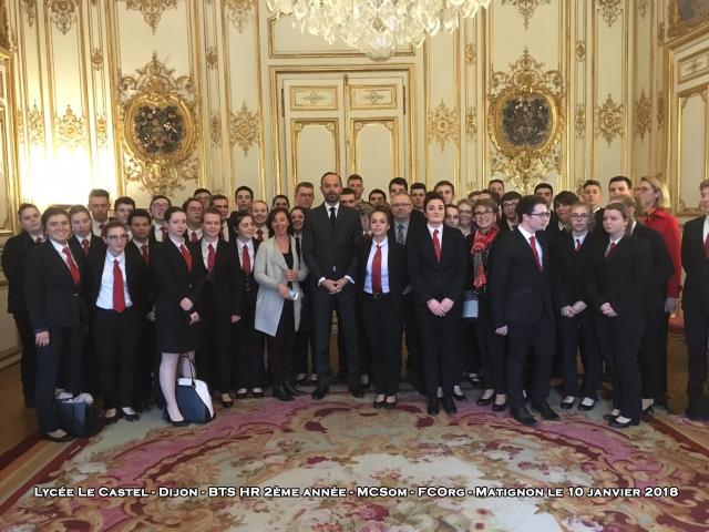 Les BTS Hôtellerie-Restauration, MC sommellerie et formation complémentaire organisateur de réception à Matignon le 10 janvier