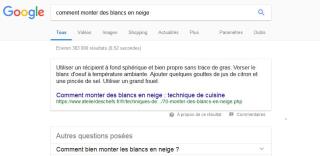 Apparence d'un résultat en position zéro