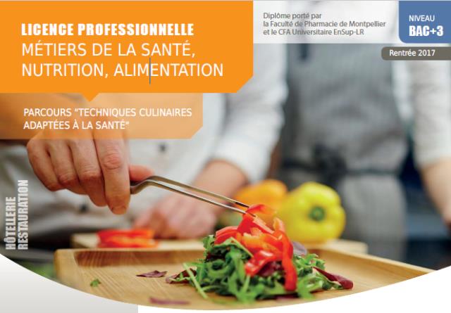 licence professionnelle « métiers de la santé, nutrition, alimentation » parcours « techniques culinaires adaptées à la santé