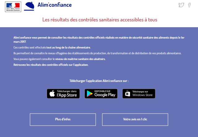 Capture d'écran du site http://www.alim-confiance.gouv.fr