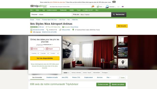 la possibilité de comparer les prix ou de réserver passe avant la visualisation des avis