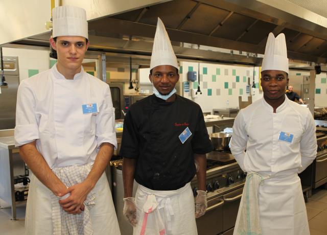 Les candidats aux épreuves de cuisine : Kilian Rosini, Seydou Sidibé et Saïd Soumaila.