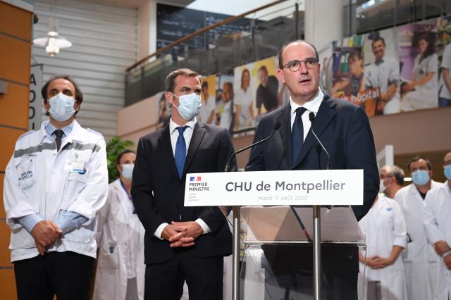 Jean Castex, premier ministre en déplacement au CHU de Montpellier