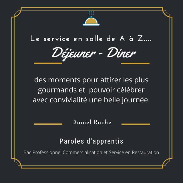 les apprenti Bac Pro CSR propose le visuel d'une citation pour illustrer la lettre D....