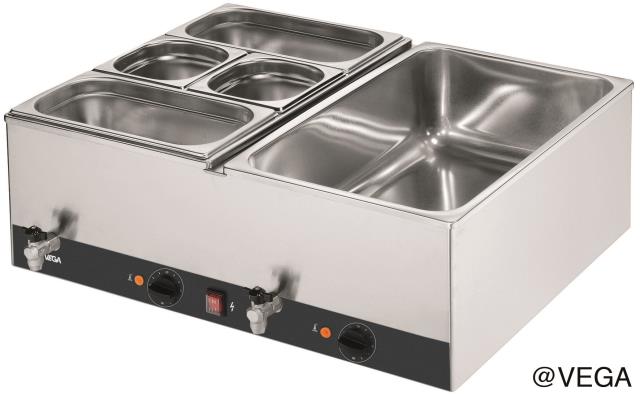 Bain-marie inox avec robinet de vidange.