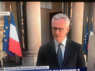 Bruno Le Maire au terme de la réunion à l'Elysée.