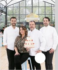 Cyril Lignac, Pierre Hermé et Jean-François Piège, avec l'animatrice Julia Vignali.