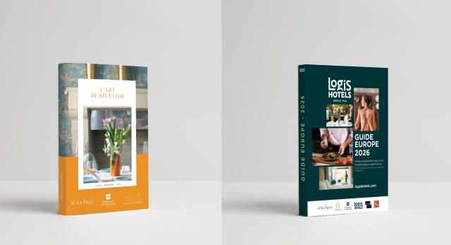 Les guides Europe 2026 et L'Art de recevoir de Logis Hotels. 