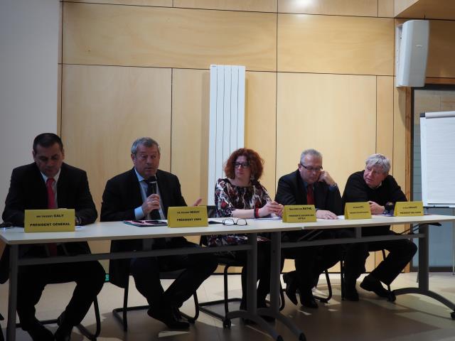 De g à d : Thierry Galy, Roland Héguy, Marylin Mathé, Didier Stil et Guy Caillet.