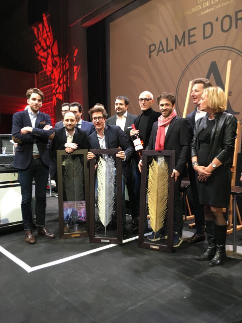 De gauche à droite : Romain Margerie de Rotrou et Romain Coué pour Juste (palme de bronze), Arthur Arlet pour Duck Me (palme d'argent) et Julien Duboué pour A Noste (palme d'or).