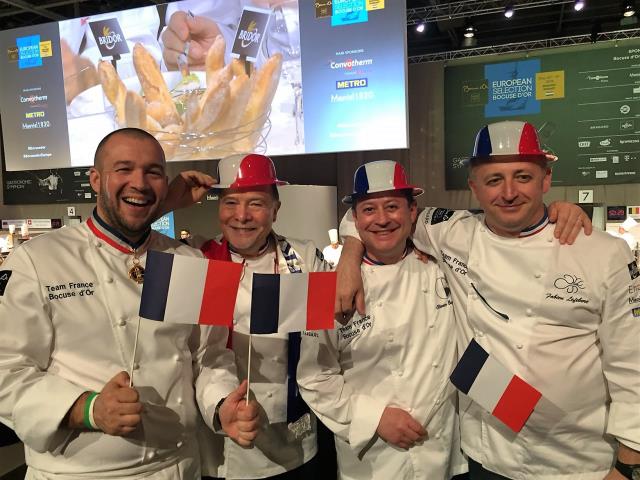 Guillaume Gomez, Jean-Luc Danjou, Olivier Bajard et Fabien Lefebvre, fervents supporters et conseillers du candidat français.