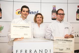 Louis Sifferlin, Stéphanie Le Quellec et Lucas Museux, finale Concours Culinaire Kikkoman 2016,...