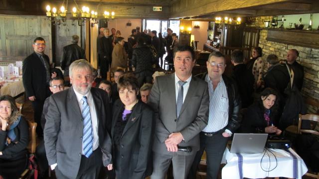 Réélus lors de l'assemblée générale élective de l'Umih Béarn et Soule :  de g à d : Jean-Pierre Paroix,en charge de la restauration, Marie-Pierre Gaye, Hôtellerie rurale et saisonnière, président Yves Larrouture,  Xavier Gabe, Hotels  de Pau et son agglom