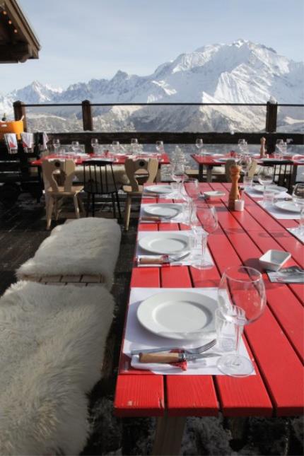 la terrasse façe au Mont Blanc