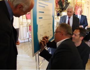 Laurent Duc, président de l'Umih 69 et président national des hôteliers, et Pierre Chambon,...