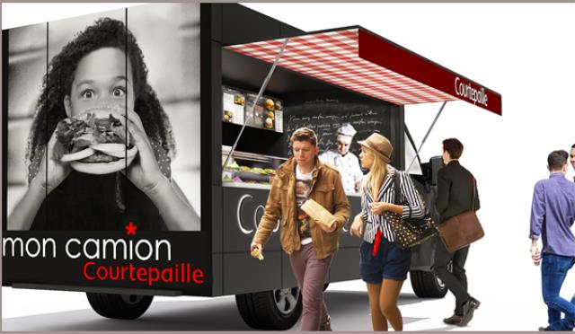 Lancé à côté d'un restaurant succursaliste Courtepaille, « Mon camion Courtepaille » propose seulement 4 burgers à la carte.