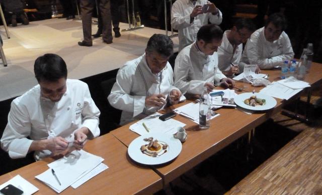 Membres du jury cuisine : Philippe Mille, président du concours 2013, Régis Marcon, Johan Leclerre, Thomas Gallardo, et Alain Perrillat-Mercerot.