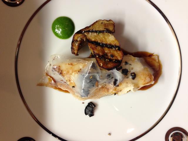 Turbot - cèpe grillé, lard colonnata et coulis de persil