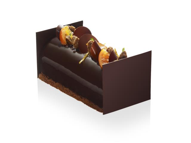 La bûche chocolat-orange-gingembre.