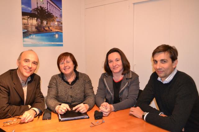 Le bureau de l'AIFE avec, de gauche à droite : Régis Donzean, président, Anne Chemarin, trésorière, Anne-Maire Barat, vice-présidente Kyriad , Matthieu Deshayes, secrétaire.