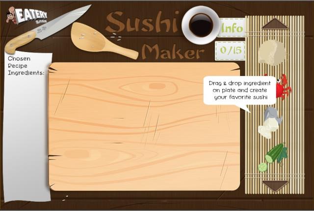 The Sushi Maker, jeu inventé par le restaurant The Eatery, permet aux internautes de créer leurs propres recettes de sushis.