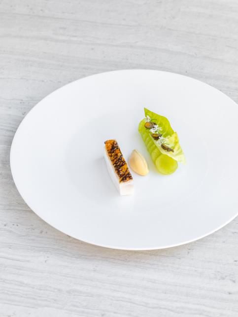 Brochet de Loire, Laitue Celtuce, anchois, pissenlit.