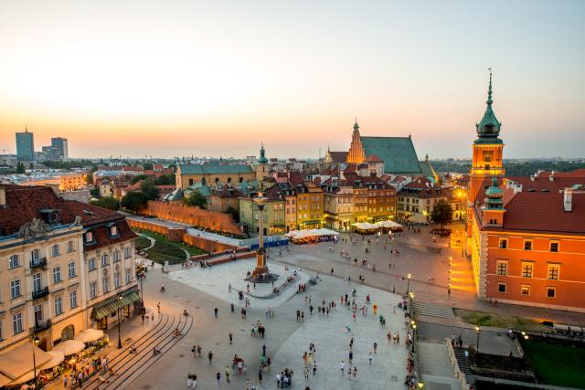 Vue aérienne de la vieille ville de Varsovie