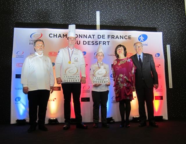 Championnat de France du Dessert 2019 , Pierre Hermé, président du jury, Carole Delga, présidente région occitanie, Bertrand Du Cray, directeur général du Cedus