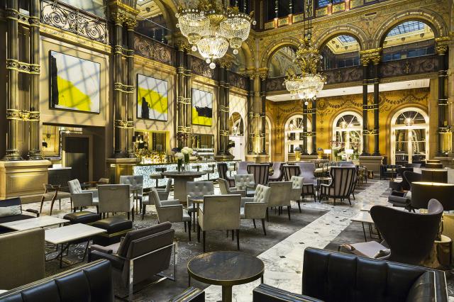 L'ancien lobby devenu Gand Salon, à l'issue d'une rénovation totale du Hilton Paris Opéra, menée en 2014 et 2015.