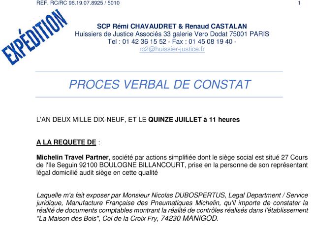 Le constat d'huissier.