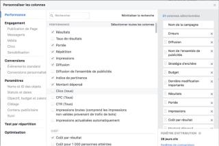 Personnalisez vos colonnes de statistiques en fonction de vos besoins.