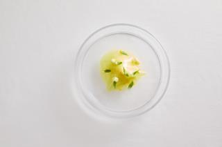 Crabe, poire Nashi, Céleri et huile de Wasabi