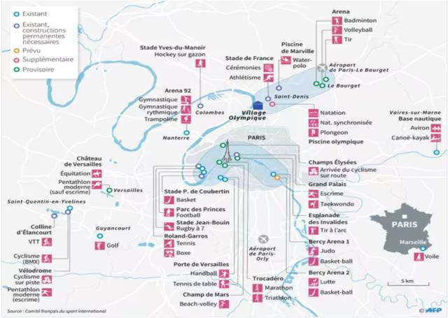 Paris : les compétitions se dérouleront dans Paris intra-muros mais aussi autour. 