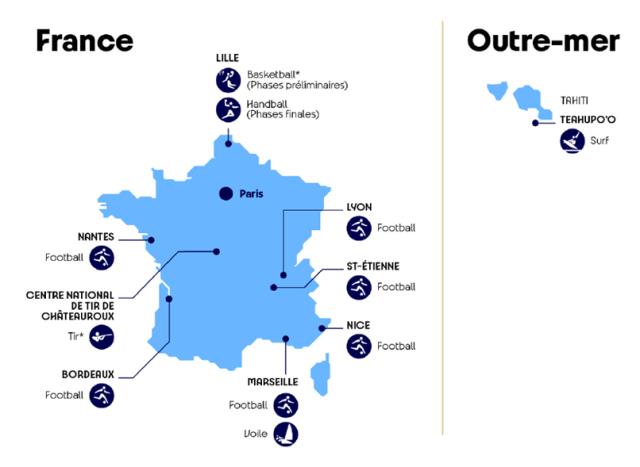 La carte des sites olympiques et paralympiques lors des JO de Paris 2024