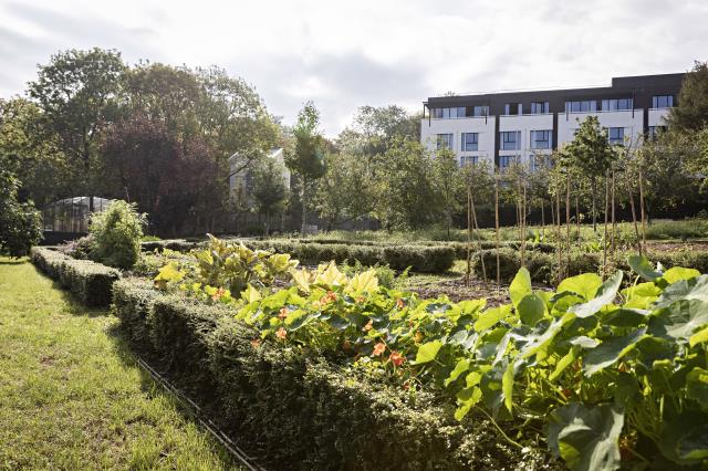 La jardin de 5 000 m2 fournit le restaurant et est ouvert aux clients. 