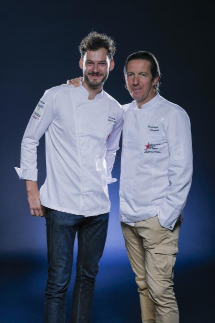 Le chef mentor Christophe Bacquié et le candidat français Camille Saint-M'Leux lors de la dernière édition.