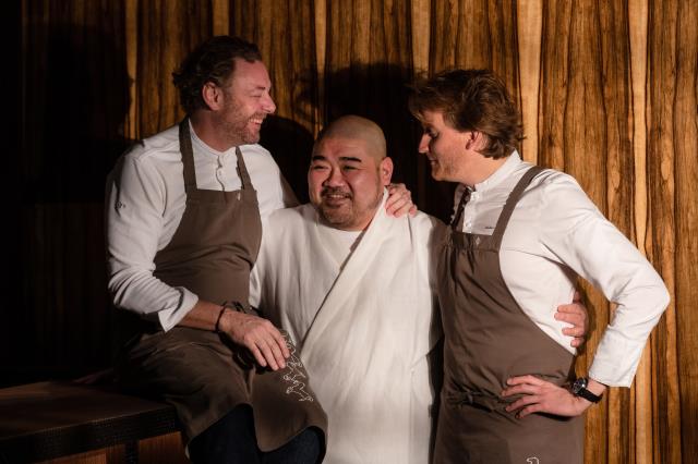 Arnaud Donckele, Takuya Watanabe et Maxime Frédéric.