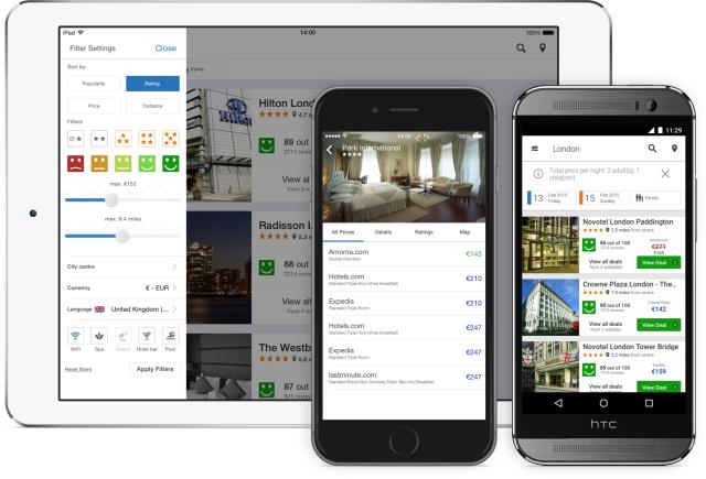 Affichage des prix d'hôtels sur Trivago