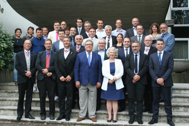 Au Premier Plan, de gauche à droite Loic Glevarec, MOF Maître d'hôtel; Christophe Bouneau, Professeur des Universités, Gil Galasso, MOF Maître d'hôtel, Président de l'Association pour la Sauvegarde et la promotion du patrimoine des arts de la table et du 