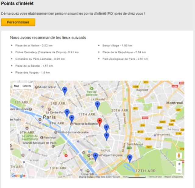 La localisation des points d'intérêt sur Expedia