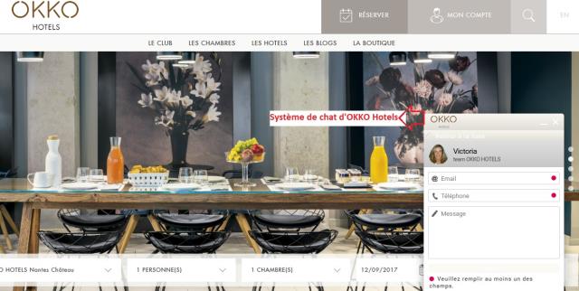 Sur le site d'Okko Hotels, les clients peuvent choisir leur mode de contact favori