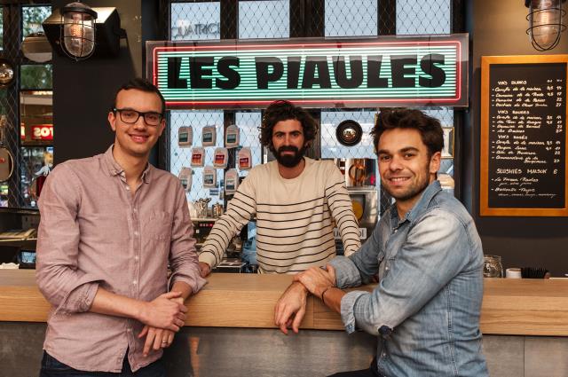 Le trio de trentenaires à l'origine des Piaules : (de gauche à droite) Damien Borjesson, Matthieu Bégué et Louis Kerveillant