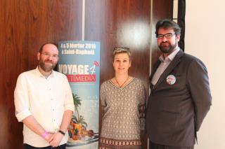 A l'occasion du Salon Voyage en Multimédia à Saint-Raphaël, François Houste, Véronique Vidal et...