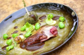 Recette de David Charrier, restaurant Les Belles Perdrix de Troplong Mondot à Saint-Emilion :...