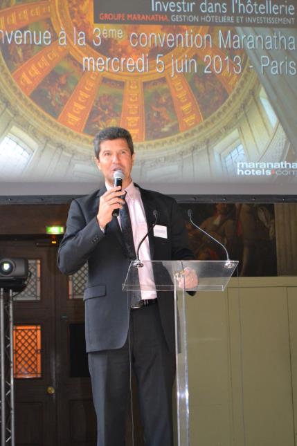 Olivier Carvin, PDG de Maranatha lors de la 3e convention nationale du groupe aux Invalides, mercredi 5 juin 2013.