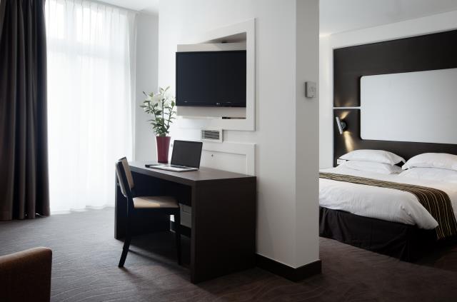 Une chambre du Brit Hotel de Vichy (Allier), qui témoigne de la montée en gamme de la chaîne volontaire.